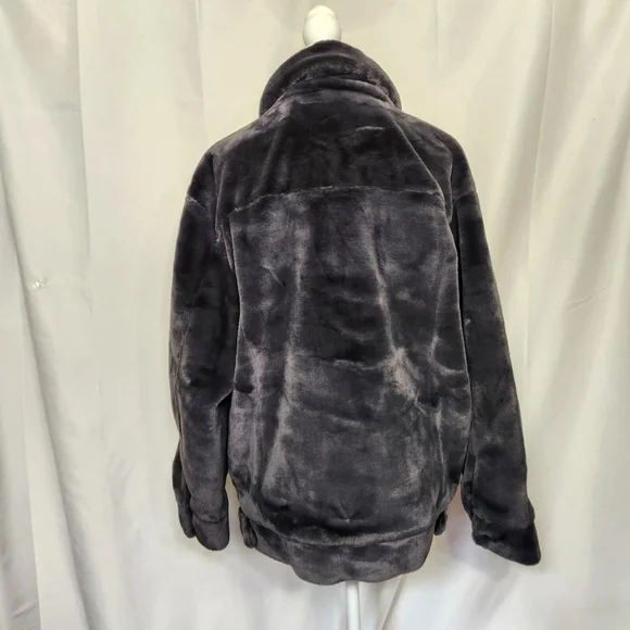 UGG Women's Frankie Trucker Faux Fur Jacket Ink Grey Sz M Warm Soft Cozy - Picture 6 of 16